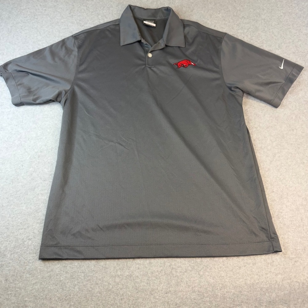 Nike Arkansas Razorbacks Dri-FIT Polo Shirt Mens Gray Short Sleeve Size L